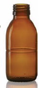 Toon details voor 100 ml siroopfles, amber, type 3 geblazen glas Afbeelding van 100 ml siroopfles, amber, type 3 geblazen glas