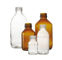 Afbeelding van 500 ml siroopfles, amber, type 3 geblazen glas